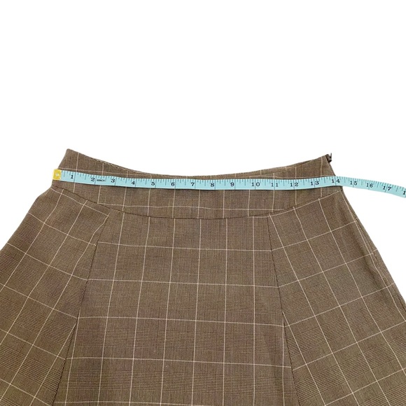 Old Navy Brown Checkered Plaid Flair Skirt With Pink Lace Hem, Juniors Size 1 - Picture 7 of 10